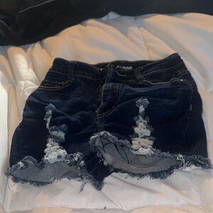 Fashion Nova Dark Blue Distressed Shorts